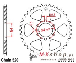 JT ZĘBATKA TYLNA 811 39 SUZUKI TC 125/185 '73-77, TS 185 '71-84 (81139JT) (ŁAŃC. 520)