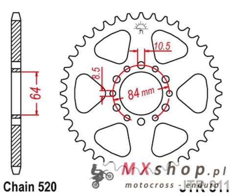 JT ZĘBATKA TYLNA 811 39 SUZUKI TC 125/185 '73-77, TS 185 '71-84 (81139JT) (ŁAŃC. 520) JT ZĘBATKA TYLNA 811 39 SUZUKI TC 125/185 '73-77, TS 185 '71-84 (81139JT) (ŁAŃC. 520)