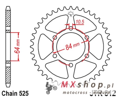 JT ZĘBATKA TYLNA 812 41 SUZUKI GT 250 '73-77, TS 250 '73-75 (81241JT) (ŁAŃC. 525) JT ZĘBATKA TYLNA 812 41 SUZUKI GT 250 '73-77, TS 250 '73-75 (81241JT) (ŁAŃC. 525)