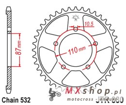 JT ZĘBATKA TYLNA 821 46 SUZUKI GSX-R 1100 '86-88 (82146JT) (ŁAŃC. 532)