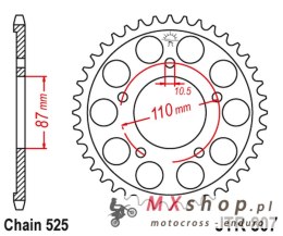 JT ZĘBATKA TYLNA 828 48 SUZUKI GSF 650 BANDIT '07-15,GSX 650F '08-'16 (82848JT) (ŁAŃC. 525) KOLOR CZARNY