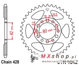 JT ZĘBATKA TYLNA 842 54 YAMAHA YZ 80 '81-83', DT 125/175 '74-77',TW 125 '99-02', TW 200 '89-', XT 350 '85-00' (84254JT) (ŁAŃC428