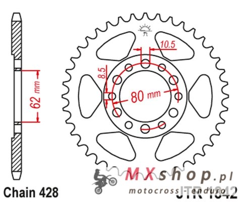 JT ZĘBATKA TYLNA 842 54 YAMAHA YZ 80 '81-83', DT 125/175 '74-77',TW 125 '99-02', TW 200 '89-', XT 350 '85-00' (84254JT) (ŁAŃC428 JT ZĘBATKA TYLNA 842 54 YAMAHA YZ 80 '81-83', DT 125/175 '74-77',TW 125 '99-02', TW 200 '89-', XT 350 '85-00' (84254JT) (ŁAŃC428
