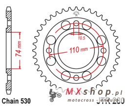JT ZĘBATKA TYLNA HONDA CB 500 T '75-77' (28033JT) (ŁAŃC.520)