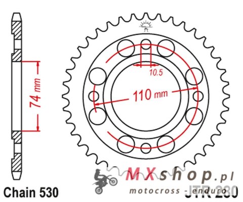 JT ZĘBATKA TYLNA HONDA CB 500 T '75-77' (28033JT) (ŁAŃC.520) JT ZĘBATKA TYLNA HONDA CB 500 T '75-77' (28033JT) (ŁAŃC.520)