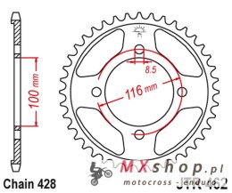 JT ZĘBATKA TYLNA JTR462 54 KAWASAKI KX 80 '86-99', KX 85 '01-20', KX 100 '86-21' (46254JT) (ŁAŃC.428) KONWERSJA