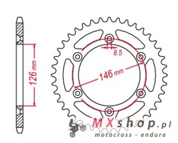 GROSSKOPF WYPRZEDAŻ ZĘBATKA TYLNA ALUMINIOWA KOLOR CZARNY 808 47 SUZUKI DRZ 400 '00-'24, RM 125/250, RMZ 250/450 (JTR808.47)