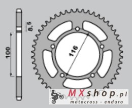 GROSSKOPF WYPRZEDAŻ ZĘBATKA TYLNA ALUMINIOWA KOLOR ZIELONY 464 51 KAWASAKI KX 60 '83-'03, KX 80 '83-'85, SUZUKI RM 60 K3 '03 (ŁA
