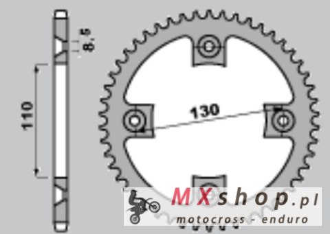 GROSSKOPF WYPRZEDAŻ ZĘBATKA TYLNA ALUMINIOWA T7075 (ERGAL) KOLOR SREBRNY 4306 49 HONDA CR80/85 '85-'07 (ŁAŃC. 420)
