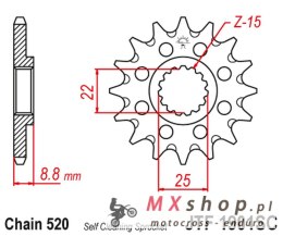 JT ZĘBATKA PRZEDNIA 1248 16 KTM SX/EXC '91-'25 SAMOOCZYSZCZAJĄCA (124816JT) (ŁAŃC. 520)