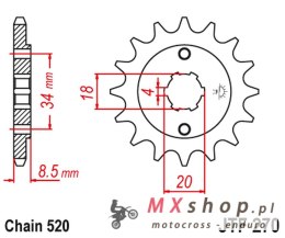 JT ZĘBATKA PRZEDNIA 2046 12 HONDA CA 125 '95-01', CB/CBX/CM/CMX 250 '83-16' (204612JT) (ŁAŃC. 520)