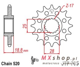 JT ZĘBATKA PRZEDNIA 2098 16 APRILIA 1000 RSV '98-09' (209816JT) (ŁAŃC. 520)