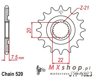 JT ZĘBATKA PRZEDNIA 2120 13 HONDA CR 125R '04-'07, CRF 250R/X '04-'17 (ŁAŃC. 520) JT ZĘBATKA PRZEDNIA 2120 13 HONDA CR 125R '04-'07, CRF 250R/X '04-'17 (ŁAŃC. 520)
