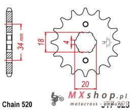 JT ZĘBATKA PRZEDNIA 273 15 HONDA XR 200R, XL 200R '81-'83 (27315JT) (ŁAŃC. 520)