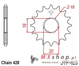 JT ZĘBATKA PRZEDNIA 426 12 SUZUKI GN 125 '92-'00, GS 125 '79-'00 (42612JT) (ŁAŃC. 428) NA ZAMÓWIENIE