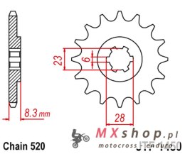 JT ZĘBATKA PRZEDNIA 436 13 SUZUKI LT 500 '88-92', RM 465 '81-82', RM 500 '83-84' (43613JT) (ŁAŃC. 520)