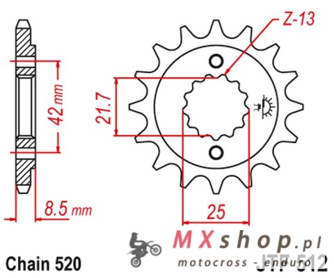 JT ZĘBATKA PRZEDNIA 525 13 KAWASAKI ZXR 400, KLE 500 '91-'96 (-1), GPZ 500S (-1) (52513JT) (ŁAŃC. 520) JT ZĘBATKA PRZEDNIA 525 13 KAWASAKI ZXR 400, KLE 500 '91-'96 (-1), GPZ 500S (-1) (52513JT) (ŁAŃC. 520)