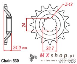 JT ZĘBATKA PRZEDNIA 530 17 KAWASAKI ZZ-R 1100 '90-92'(JTF528.17JT) (ŁAŃC. 530)