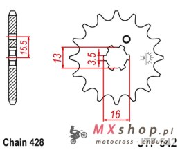 JT ZĘBATKA PRZEDNIA 542 10 YAMAHA DT 80 MX-S '83-84' (54210JT) (ŁAŃC. 428)