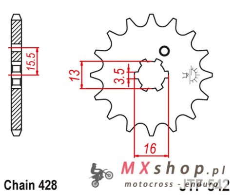 JT ZĘBATKA PRZEDNIA 542 10 YAMAHA DT 80 MX-S '83-84' (54210JT) (ŁAŃC. 428) JT ZĘBATKA PRZEDNIA 542 10 YAMAHA DT 80 MX-S '83-84' (54210JT) (ŁAŃC. 428)