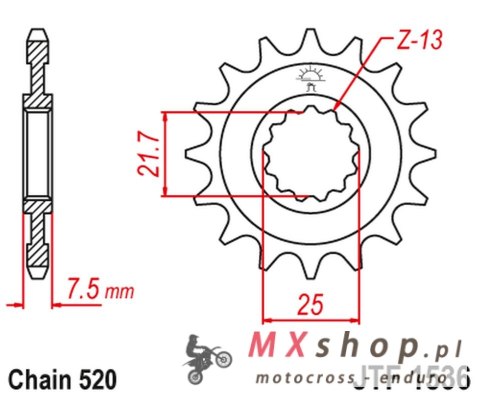 JT ZĘBATKA PRZEDNIA 585 15 KAWASAKI ZX-6R/RR '07-17, YAMAHA XTZ 750 '90-'98 (58515JT) (ŁAŃC. 520) JT ZĘBATKA PRZEDNIA 585 15 KAWASAKI ZX-6R/RR '07-17, YAMAHA XTZ 750 '90-'98 (58515JT) (ŁAŃC. 520)
