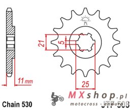 JT ZĘBATKA PRZEDNIA 722 15 CAGIVA 350 ALA ROSSA '83-84' KAWASAKI KH400/500 '72-77' (72215JT) (ŁAŃC. 530) NA ZAMÓWIENIE