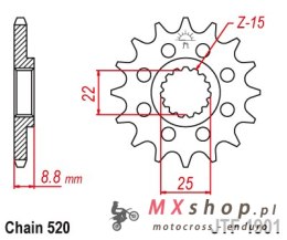 JT ZĘBATKA PRZEDNIA Z GUMĄ 1248 13 KTM SX/EXC '91-'25, BETA, GASGAS, HUSQVARNA (124813RB) (ŁAŃC. 520) - ZAMÓWIĆ