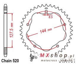 JT ZĘBATKA TYLNA 4320M 43 ALUMINIOWA (ERGAL) DUCATI MONSTER 800 S2R '05-'07, HYPERMOTARD 950 '19-'23, BIPOSTO 748/S '95-'03 (ŁAŃ