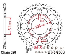 JT ZĘBATKA TYLNA 4384 43 HONDA CBR 600 '91-'98, CBR 600 '11-'14, CBR 900 RR FIREBLADE '93-'98 (JJTR1303.43) (ŁAŃC. 520)