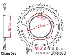 JT ZĘBATKA TYLNA 4508 38 KTM 990 SUPERDUKE/R '05-12 1190 RC8/R '10-15 (450838JT) (STD.38) (ŁAŃC. 525) KOLOR CZARNY