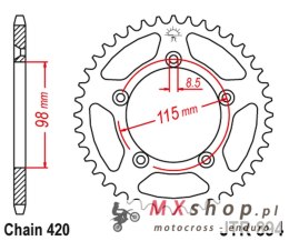 JT ZĘBATKA TYLNA 4552 48 KTM SX 60/65 '98-'21 (455248JT) (ŁAŃC. 420) KOLOR CZARNY