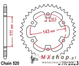 JT ZĘBATKA TYLNA 4764 42 ROYAL ENFIELD CLASSIC / METEOR 350 '31-'23 (476442JT) (ŁAŃC. 520) (OEM: 1100701B)