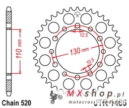 JT ZĘBATKA TYLNA 504 42 HONDA TRX 200 '90-97', KAWASAKI EL 250 '88-03' (50442JT) (ŁAŃC.520)