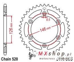 JT ZĘBATKA TYLNA 808 47 SUZUKI DRZ 400 '00-'24, RM 125 / 250, RMZ 250 / 450 ULTRALIGHT SAMOOCZYSZCZAJĄCA (80847JTSC) (ŁAŃC. 520)