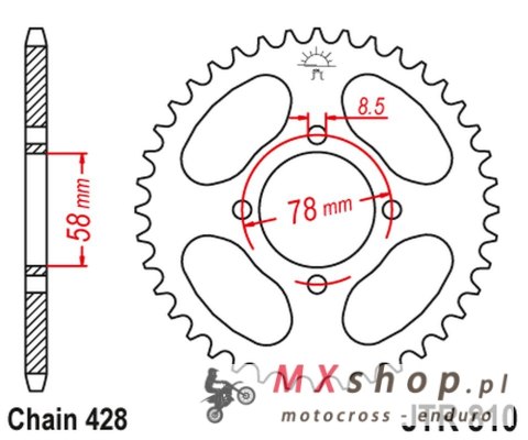 JT ZĘBATKA TYLNA 810 36 SUZUKI GN 125 '82-'00 (-6) (81036JT) (ŁAŃC. 428) JT ZĘBATKA TYLNA 810 36 SUZUKI GN 125 '82-'00 (-6) (81036JT) (ŁAŃC. 428)