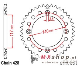 JT ZĘBATKA TYLNA 831 46 YAMAHA YZ 80L/S '84, '86-92 (83146JT) (ŁAŃC. 428)