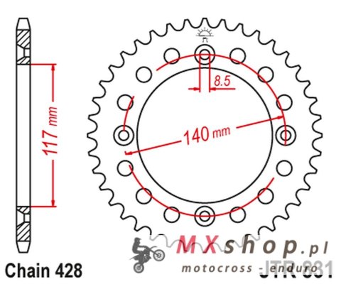 JT ZĘBATKA TYLNA 831 46 YAMAHA YZ 80L/S '84, '86-92 (83146JT) (ŁAŃC. 428) JT ZĘBATKA TYLNA 831 46 YAMAHA YZ 80L/S '84, '86-92 (83146JT) (ŁAŃC. 428)