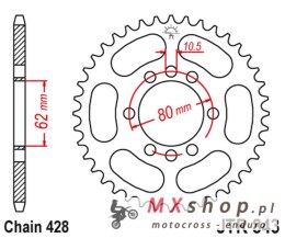 JT ZĘBATKA TYLNA 843 48 YAMAHA DT 80LC '83-84, DT 125 LC (-1), SR 125 '80-'94 (-1) (84348JT) (ŁAŃC. 428)
