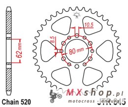 JT ZĘBATKA TYLNA 845 40 YAMAHA YZ 100 '76-77, SR 250 '85-96 (84540JT) (ŁAŃC. 520) NA ZAMÓWIENIE