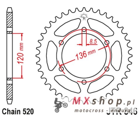 JT ZĘBATKA TYLNA 859 41 YAMAHA RZ 250 '86-92, SRX 400 (85941JT) (ŁAŃC. 520) NA ZAMÓWIENIE JT ZĘBATKA TYLNA 859 41 YAMAHA RZ 250 '86-92, SRX 400 (85941JT) (ŁAŃC. 520) NA ZAMÓWIENIE