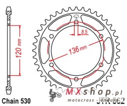 JT ZĘBATKA TYLNA 864 46 YAMAHA FZ 600 '86-88 (STD.46) XJ 600 '86-88, YX 600 RADIAN '88-90 (STD.+1) (86246JT) (ŁAŃC. 530)