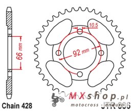 JT ZĘBATKA TYLNA YAMAHA RS 200 (ŁAŃC. 428) NA ZAMÓWIENIE