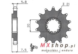 SUNSTAR ZĘBATKA PRZEDNIA 2120 14 HONDA CR 125R '04-'07, CRF 250R/X '04-'17 (JTF1323.14) (ŁAŃC. 520) (212014JT)
