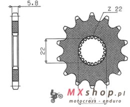 SUNSTAR ZĘBATKA PRZEDNIA 406 14 APRILIA RED ROSE/PEGASO 125 '88-'99, RS 125 '93-'99, TUAREG RALLY/WIND 125 '89-'93, TUONO 125 '0