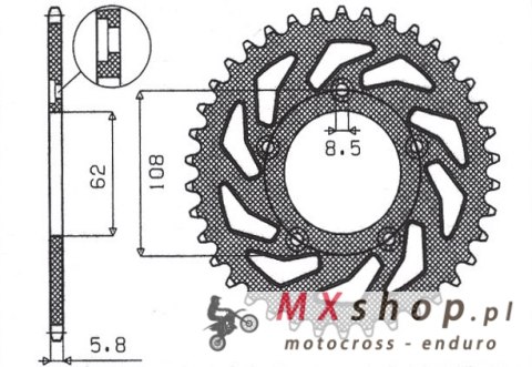 SUNSTAR ZĘBATKA TYLNA 714 43 APRILIA RS 125 '93-'05 (JTR701.43)* (ŁAŃC. 520) (71443JT) SUNSTAR ZĘBATKA TYLNA 714 43 APRILIA RS 125 '93-'05 (JTR701.43)* (ŁAŃC. 520) (71443JT)