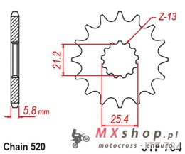 JT ZĘBATKA PRZEDNIA Z GUMĄ BENELLI TRK 702 / X EURO 5 '23-'24 (ŁAŃC. 520)