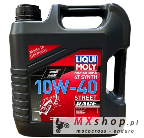 LIQUI MOLY OLEJ SILNIKOWY MOTORBIKE 4T 10W40 STREET RACE 4L LIQUI MOLY OLEJ SILNIKOWY MOTORBIKE 4T 10W40 STREET RACE 4L