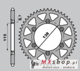 CHT WYPRZEDAŻ ZĘBATKA TYLNA ALUMINIOWA T7075 (ERGAL) 213 48 HUSABERG FE 400/ FE 600 '96-'99 (JTR1950.48) (ŁAŃC. 520) KOLOR SREBR