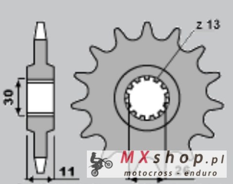 CHT ZĘBATKA PRZEDNIA 209 13 CAGIVA 50 (209-13) CHT ZĘBATKA PRZEDNIA 209 13 CAGIVA 50 (209-13)