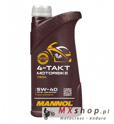 MANNOL OLEJ SILNIKOWY 4T MOTORBIKE 5W40 1L SYNTETYCZNY ESTER TECHNOLOGY (JASO MA/MA2) MANNOL OLEJ SILNIKOWY 4T MOTORBIKE 5W40 1L SYNTETYCZNY ESTER TECHNOLOGY (JASO MA/MA2)